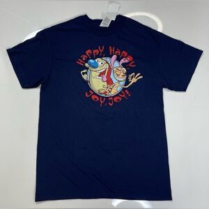 The Ren & Stimpy Show Happy T-shirt Women Medium Blue Short Sleeve NWT
